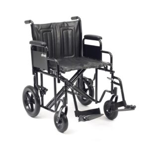 Drive Sentra EC bariatric transit wheelchair in black, attendant-propelled with swing-away footrests