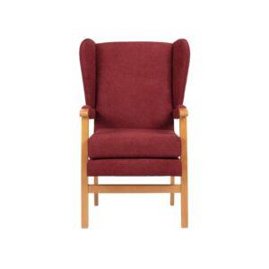 Drive Devilbiss Jubilee Fireside Chair in burgundy fabric with wooden frame, front view