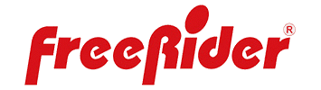 Red Freerider mobility equipment brand logo on white background
