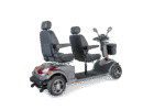 Scooterpac Tandem mobility scooter rear three-quarter view showing dual seats and four-wheel design