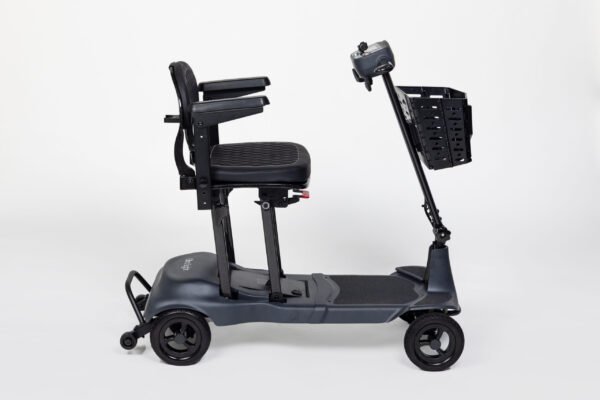 Monarch Genie Ultralight Mobility Scooter side view with front basket and adjustable seat