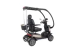 Storm+ Class 3 mobility scooter with hard canopy - three-quarter rear view showing black seat and silver frame